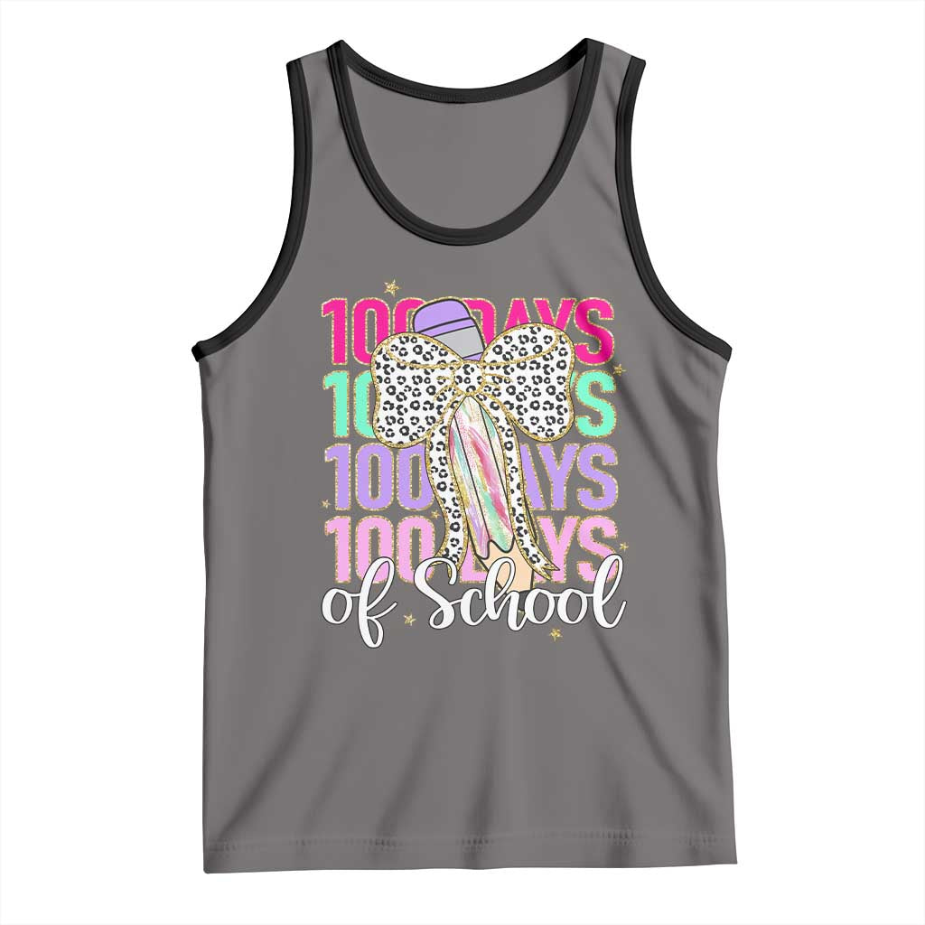 Retro Coquette 100 Days Of School Tank Top for Schoolgirls Teacher TS02 Deep Heather Black Print Your Wear