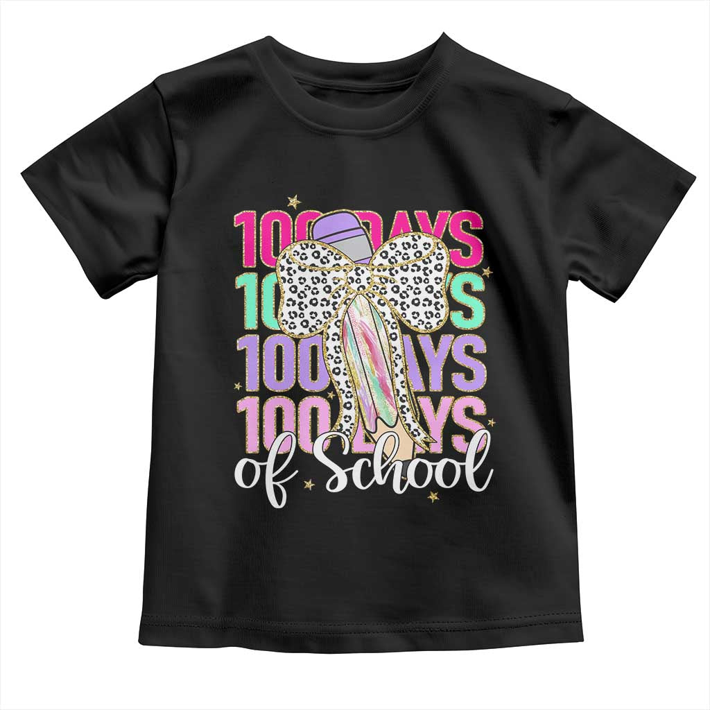 Retro Coquette 100 Days Of School Toddler T Shirt for Schoolgirls Teacher TS02 Black Print Your Wear