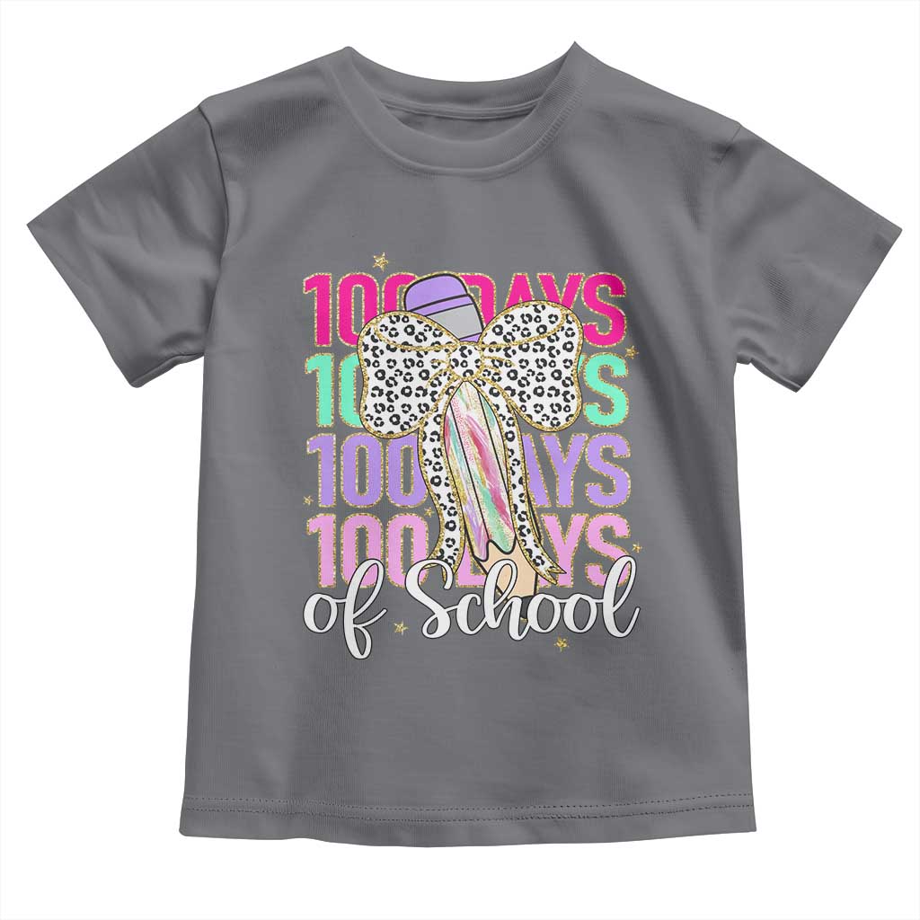 Retro Coquette 100 Days Of School Toddler T Shirt for Schoolgirls Teacher TS02 Charcoal Print Your Wear
