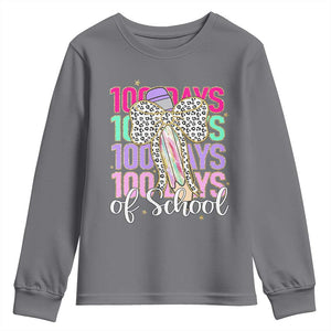 Retro Coquette 100 Days Of School Youth Sweatshirt for Schoolgirls Teacher TS02 Charcoal Print Your Wear