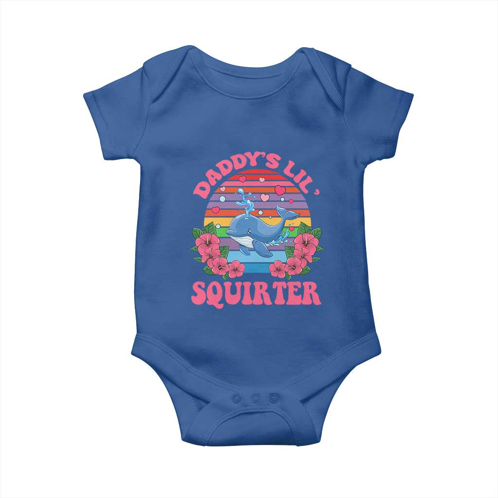 Funny Daddy's Lil Squirter Baby Onesie Cute Whale Inappropriate Embarrassing Adult Joke TS02 Royal Blue Print Your Wear