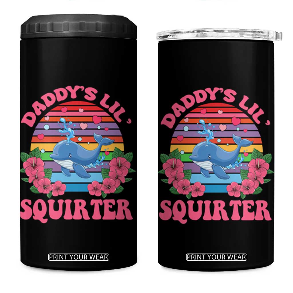 Funny Daddy's Lil Squirter 4 in 1 Can Cooler Tumbler Cute Whale Inappropriate Embarrassing Adult Joke TS02 One Size: 16 oz Black Print Your Wear