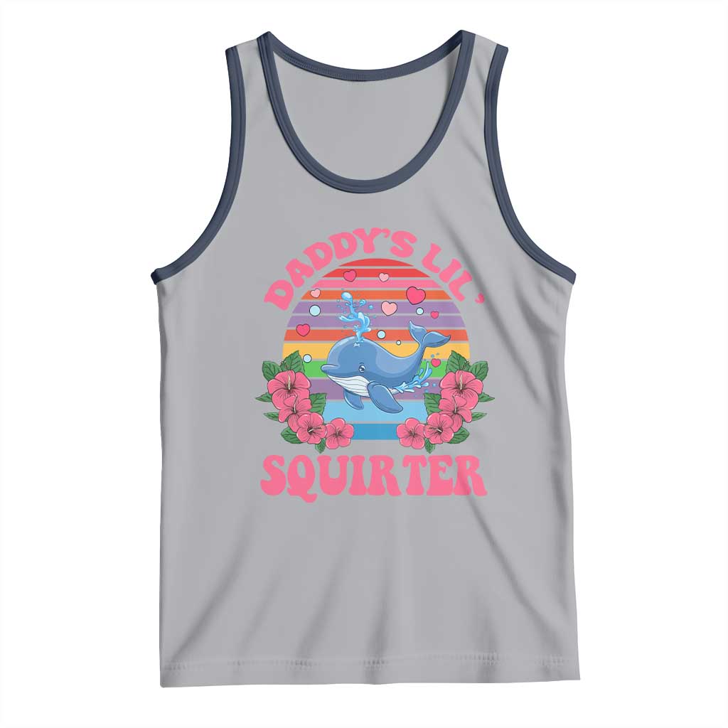 Funny Daddy's Lil Squirter Tank Top Cute Whale Inappropriate Embarrassing Adult Joke TS02 Athletic Heather Navy Print Your Wear