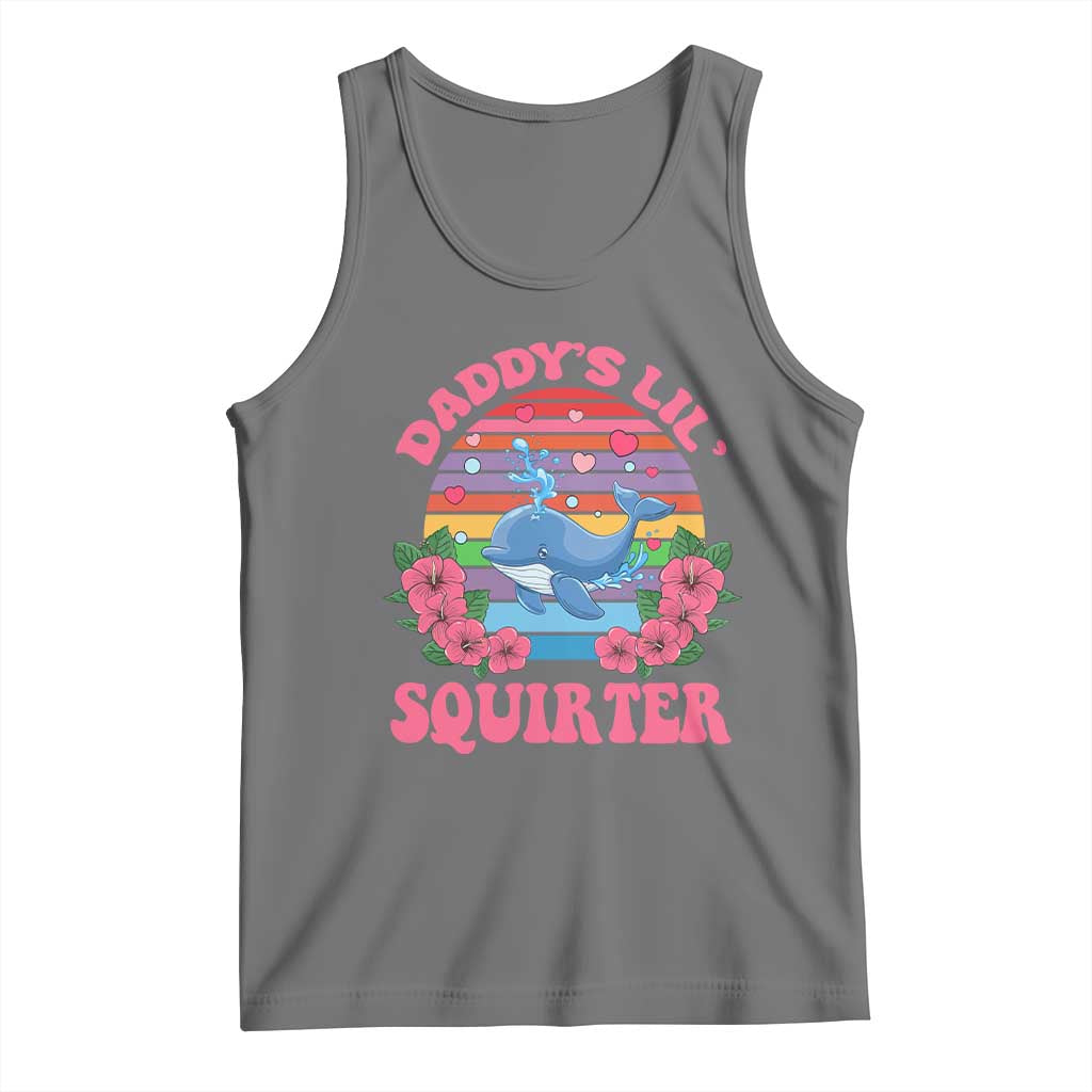 Funny Daddy's Lil Squirter Tank Top Cute Whale Inappropriate Embarrassing Adult Joke TS02 Black Heather Print Your Wear
