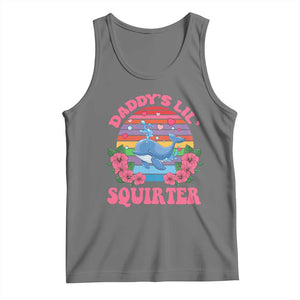 Funny Daddy's Lil Squirter Tank Top Cute Whale Inappropriate Embarrassing Adult Joke TS02 Black Heather Print Your Wear