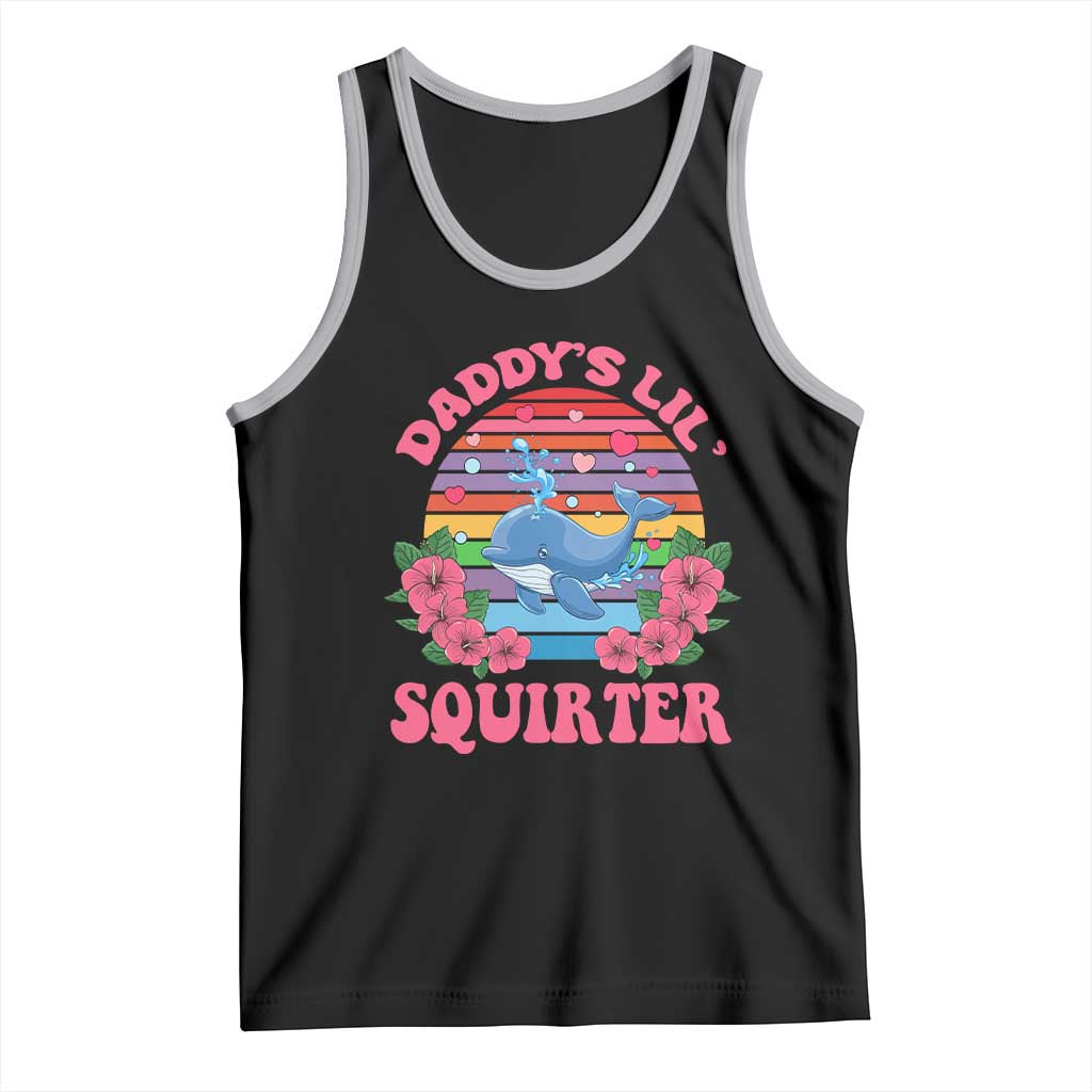 Funny Daddy's Lil Squirter Tank Top Cute Whale Inappropriate Embarrassing Adult Joke TS02 Black Athletic Heather Print Your Wear