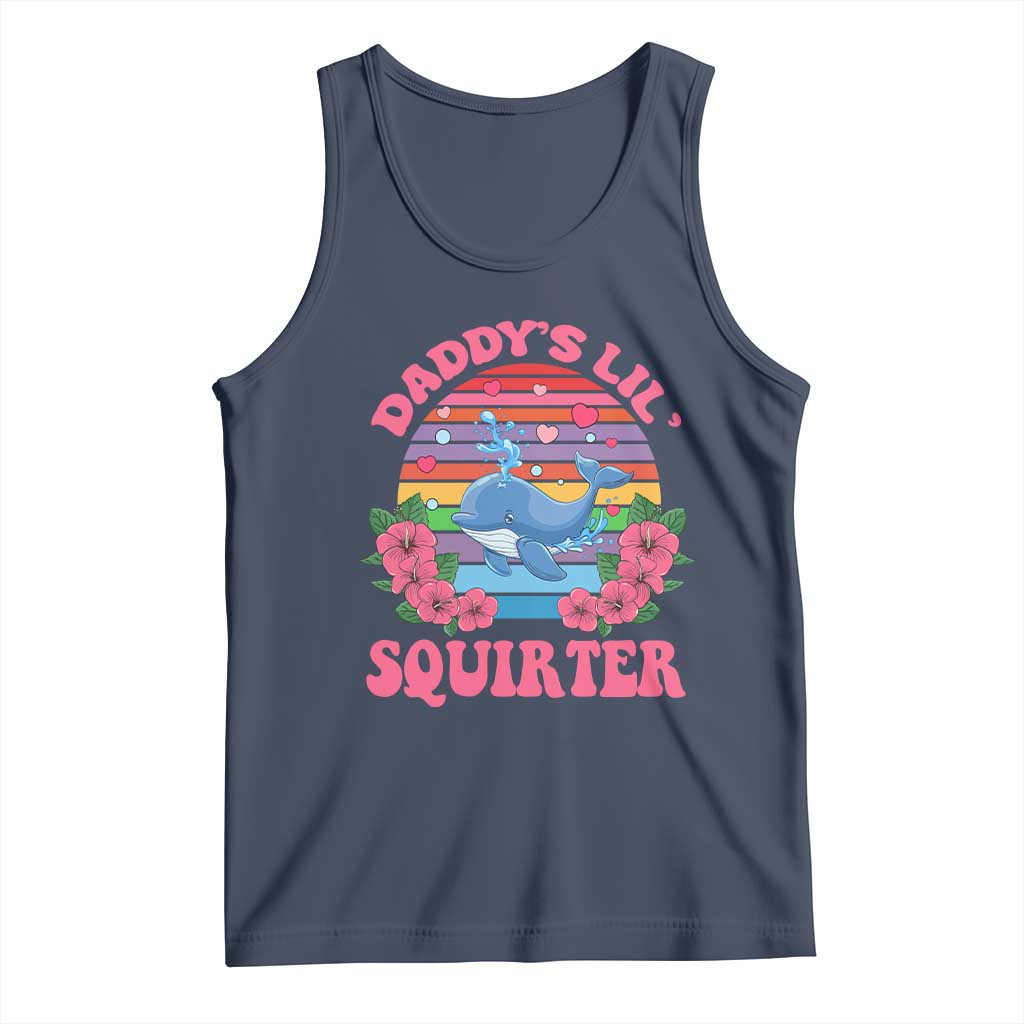 Funny Daddy's Lil Squirter Tank Top Cute Whale Inappropriate Embarrassing Adult Joke TS02 Navy Print Your Wear