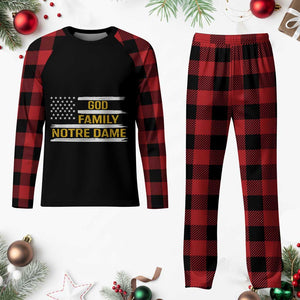 God Family Notre Dame Plaid Pajama Set Indiana Fighting Irish Patriotic American Flag TS02 Buffalo Plaid Print Your Wear