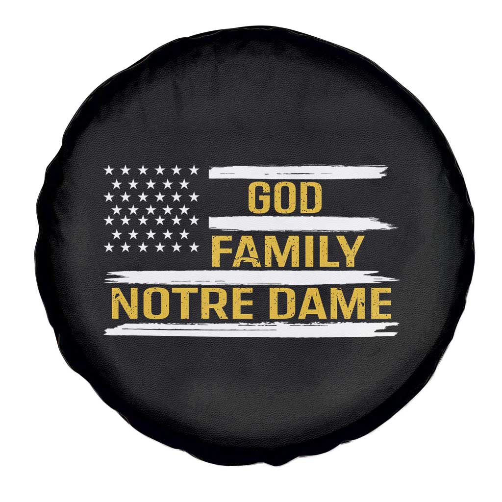 God Family Notre Dame Spare Tire Cover Indiana Fighting Irish Patriotic American Flag TS02 Print Your Wear