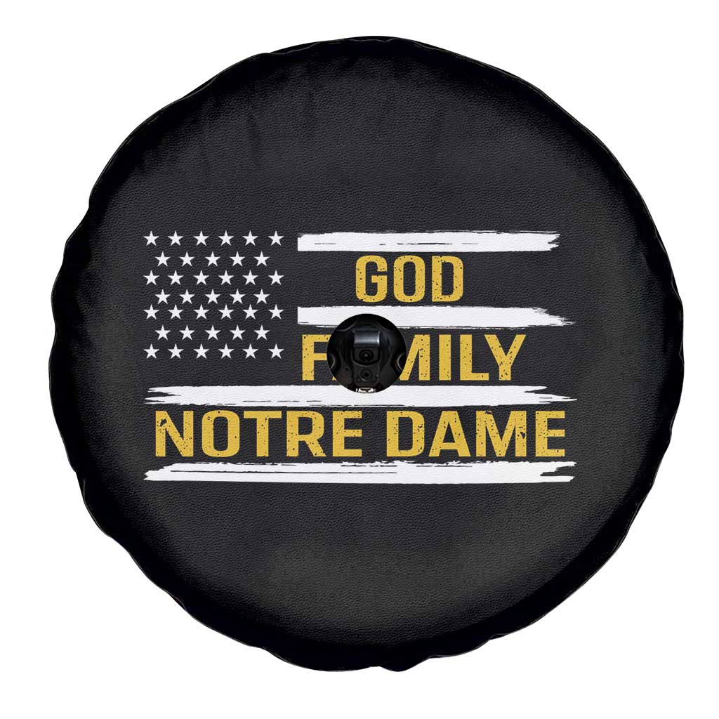 God Family Notre Dame Spare Tire Cover Indiana Fighting Irish Patriotic American Flag TS02 Print Your Wear