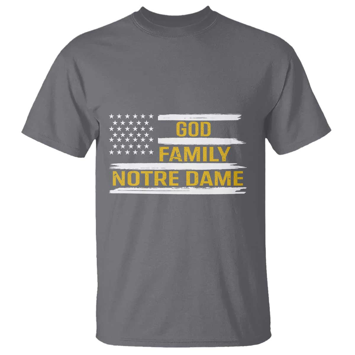 God Family Notre Dame T Shirt Indiana Fighting Irish Patriotic American Flag TS02 Charcoal Print Your Wear