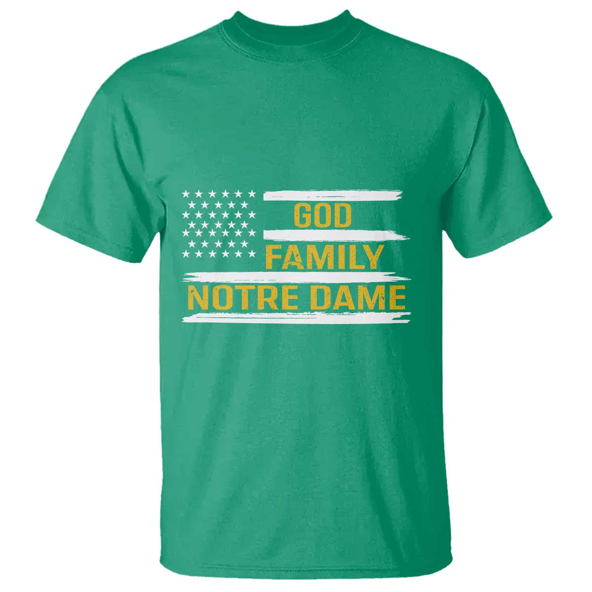 God Family Notre Dame T Shirt Indiana Fighting Irish Patriotic American Flag TS02 Irish Green Print Your Wear