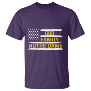 God Family Notre Dame T Shirt Indiana Fighting Irish Patriotic American Flag TS02 Purple Print Your Wear