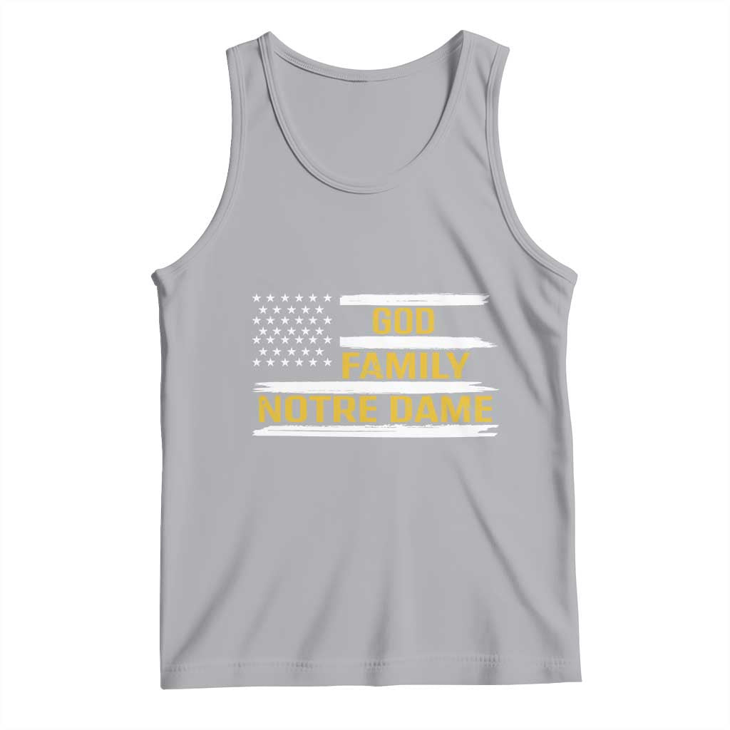 God Family Notre Dame Tank Top Indiana Fighting Irish Patriotic American Flag TS02 Athletic Heather Print Your Wear