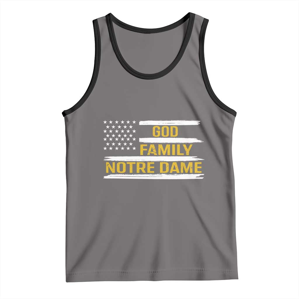 God Family Notre Dame Tank Top Indiana Fighting Irish Patriotic American Flag TS02 Deep Heather Black Print Your Wear