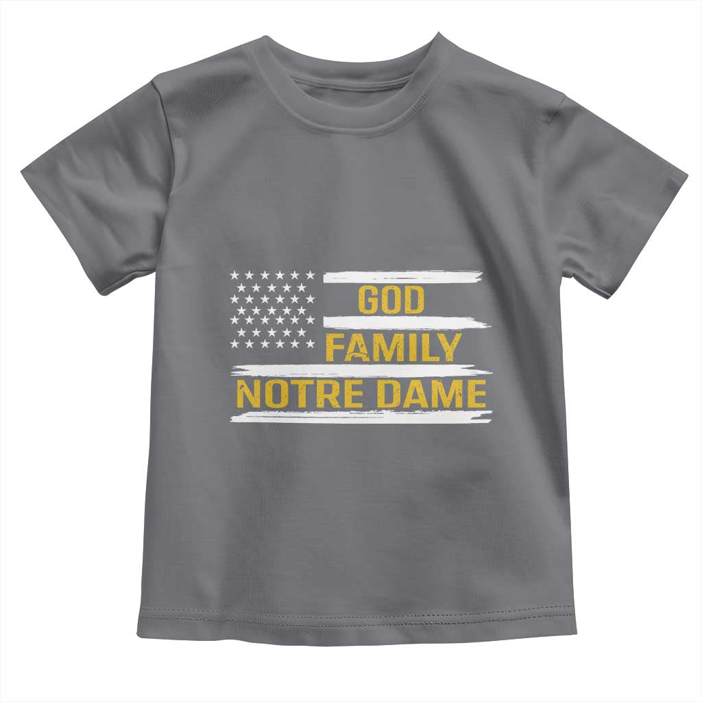 God Family Notre Dame Toddler T Shirt Indiana Fighting Irish Patriotic American Flag TS02 Charcoal Print Your Wear