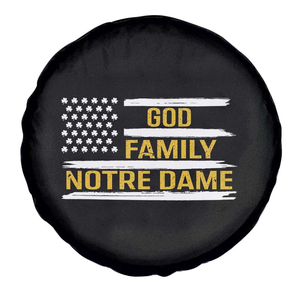 God Family Notre Dame Spare Tire Cover Indiana Fighting Irish Shamrock American Flag TS02 Print Your Wear