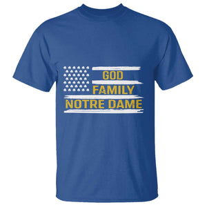 God Family Notre Dame T Shirt Indiana Fighting Irish Shamrock American Flag TS02 Royal Blue Print Your Wear
