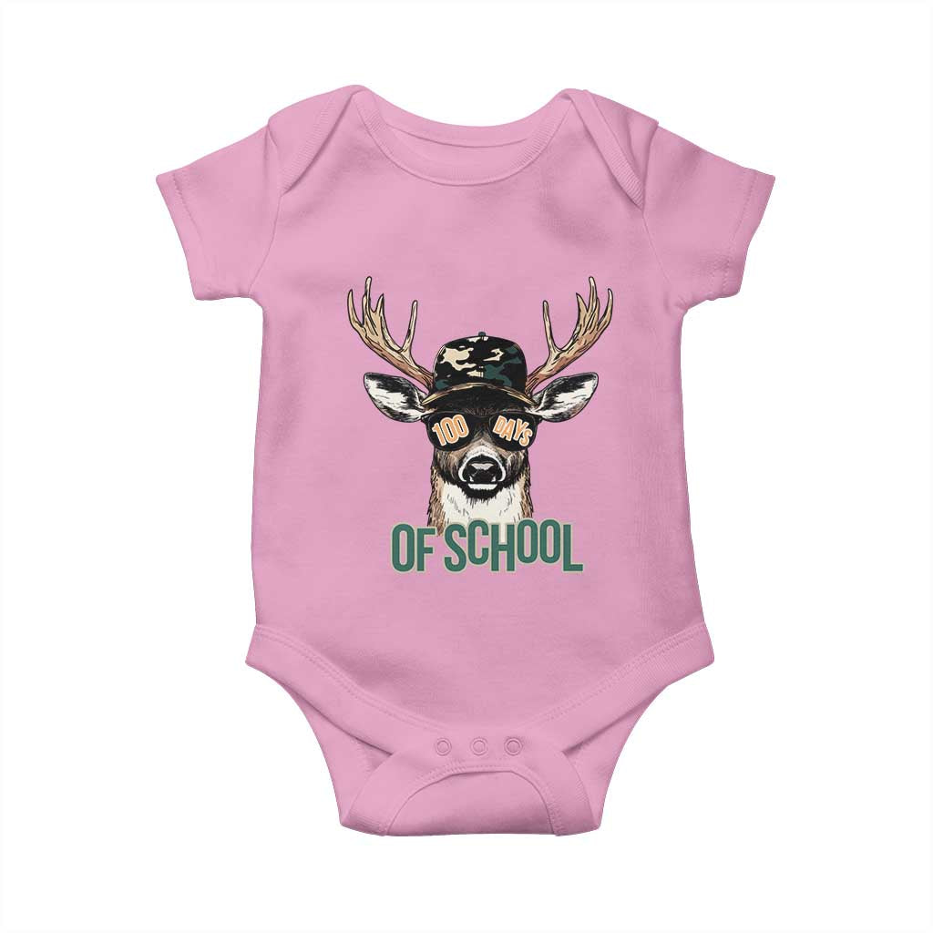 Bucked' 100 Days Of School Baby Onesie Deer Student Boy Girls 100th Day TS02 Light Pink Print Your Wear