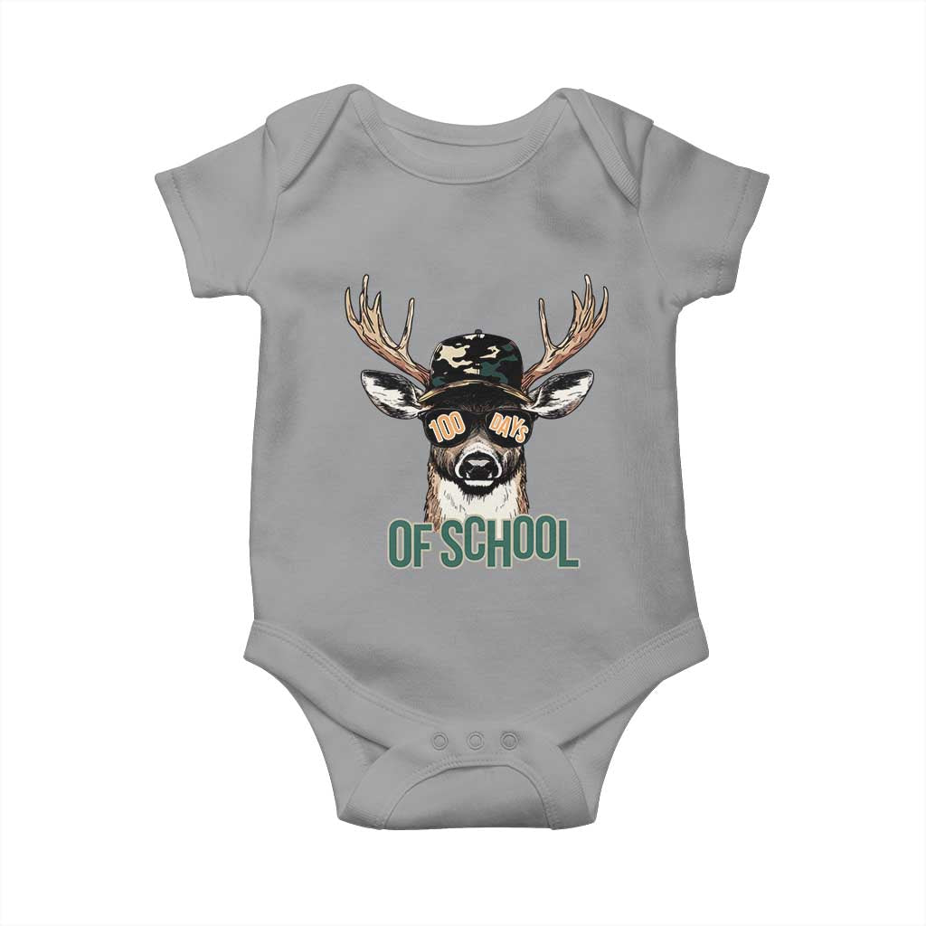 Bucked' 100 Days Of School Baby Onesie Deer Student Boy Girls 100th Day TS02 Sport Gray Print Your Wear