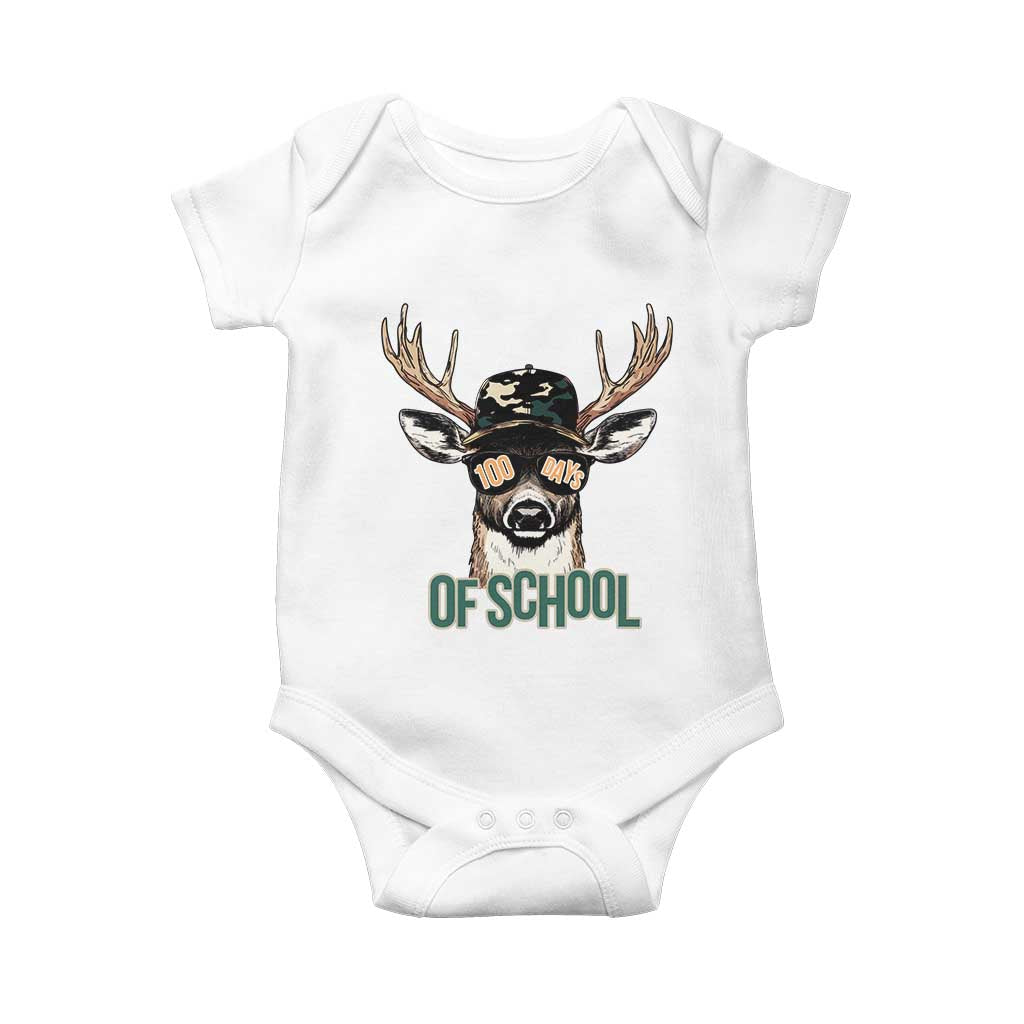 Bucked' 100 Days Of School Baby Onesie Deer Student Boy Girls 100th Day TS02 White Print Your Wear
