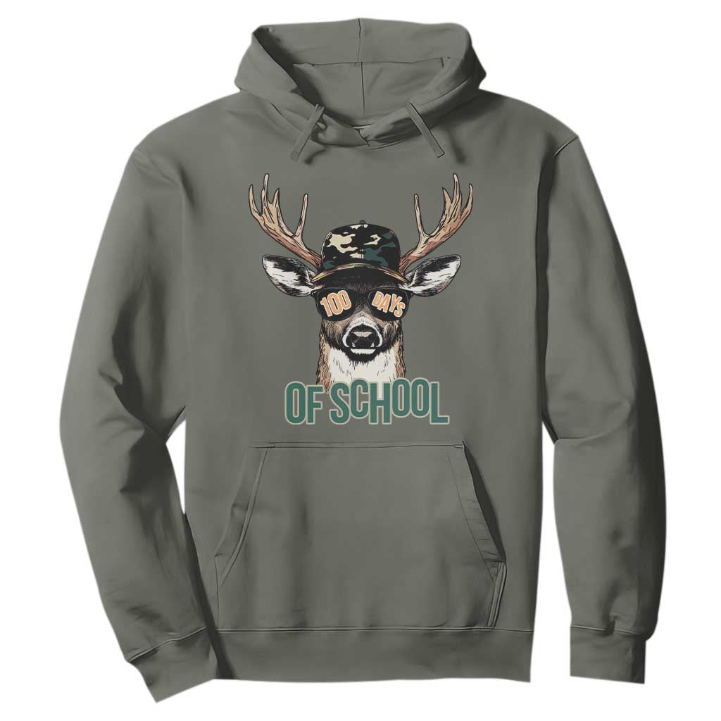Bucked' 100 Days Of School Hoodie Deer Student Boy Girls 100th Day TS02 Military Green Print Your Wear