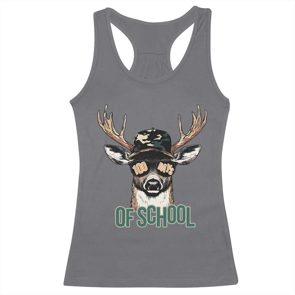 Bucked' 100 Days Of School Racerback Tank Top Deer Student Boy Girls 100th Day TS02 Charcoal Print Your Wear