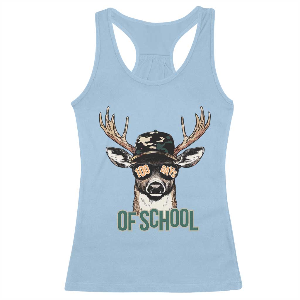 Bucked' 100 Days Of School Racerback Tank Top Deer Student Boy Girls 100th Day TS02 Light Blue Print Your Wear