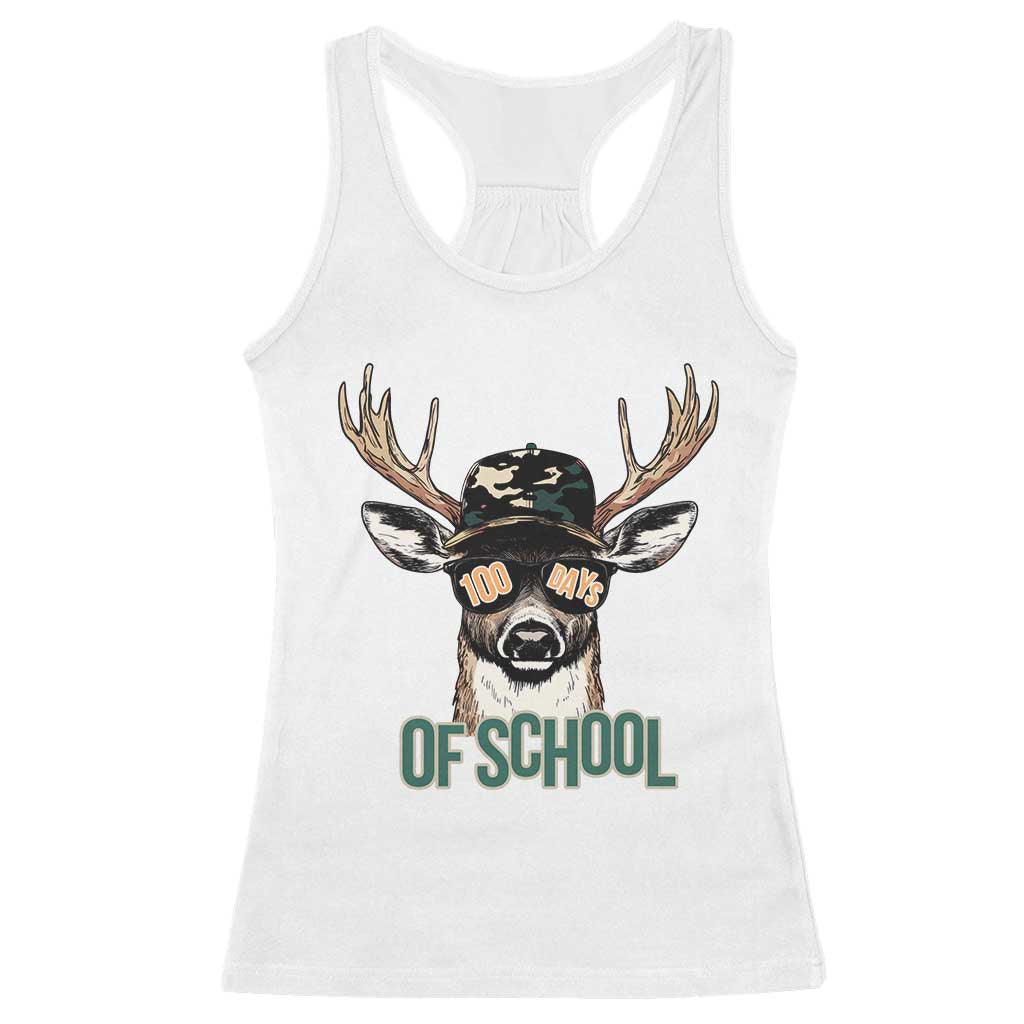 Bucked' 100 Days Of School Racerback Tank Top Deer Student Boy Girls 100th Day TS02 White Print Your Wear