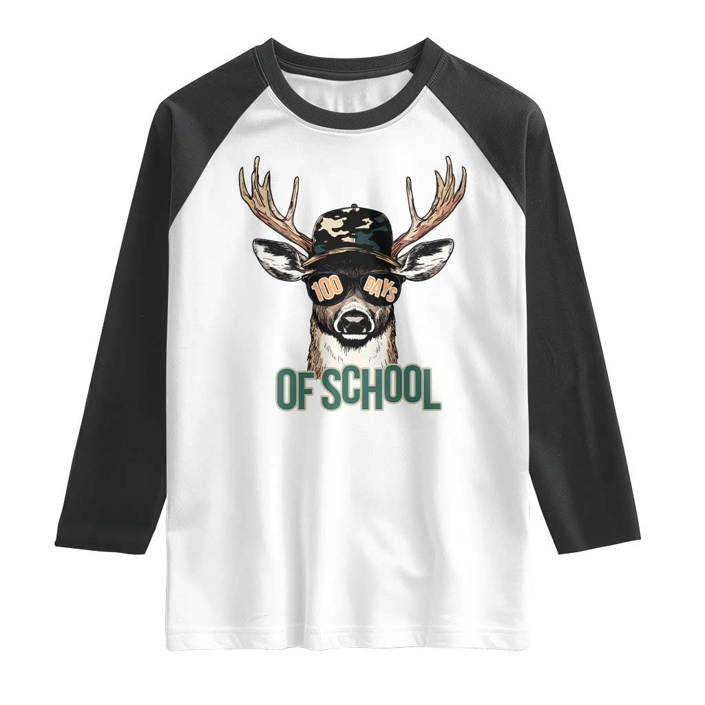 Bucked' 100 Days Of School Raglan Shirt Deer Student Boy Girls 100th Day TS02 White Black Print Your Wear