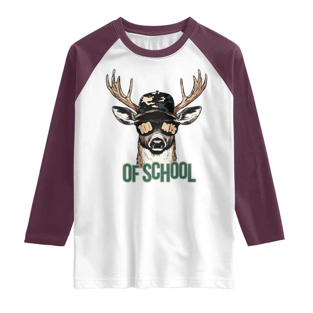 Bucked' 100 Days Of School Raglan Shirt Deer Student Boy Girls 100th Day TS02 White Maroon Print Your Wear