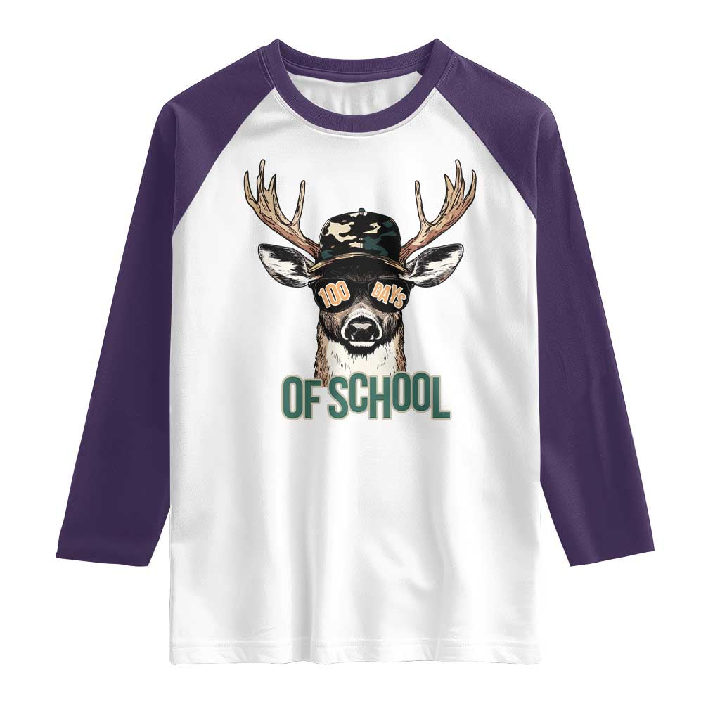 Bucked' 100 Days Of School Raglan Shirt Deer Student Boy Girls 100th Day TS02 White Purple Print Your Wear