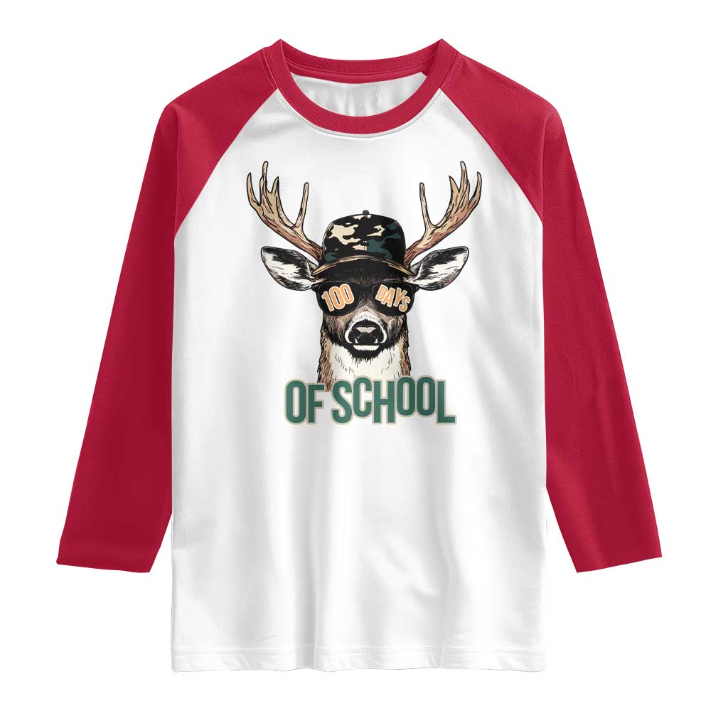 Bucked' 100 Days Of School Raglan Shirt Deer Student Boy Girls 100th Day TS02 White Red Print Your Wear