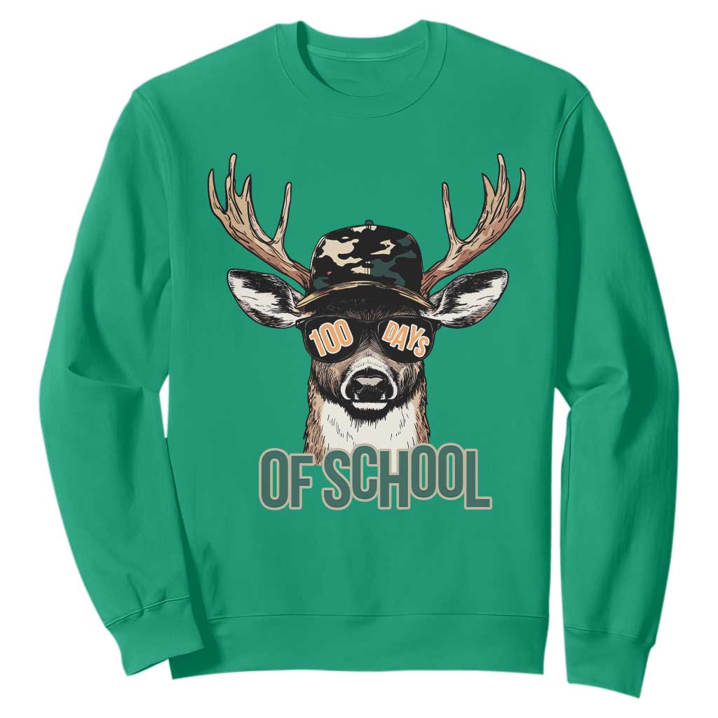 Bucked' 100 Days Of School Sweatshirt Deer Student Boy Girls 100th Day TS02 Irish Green Print Your Wear