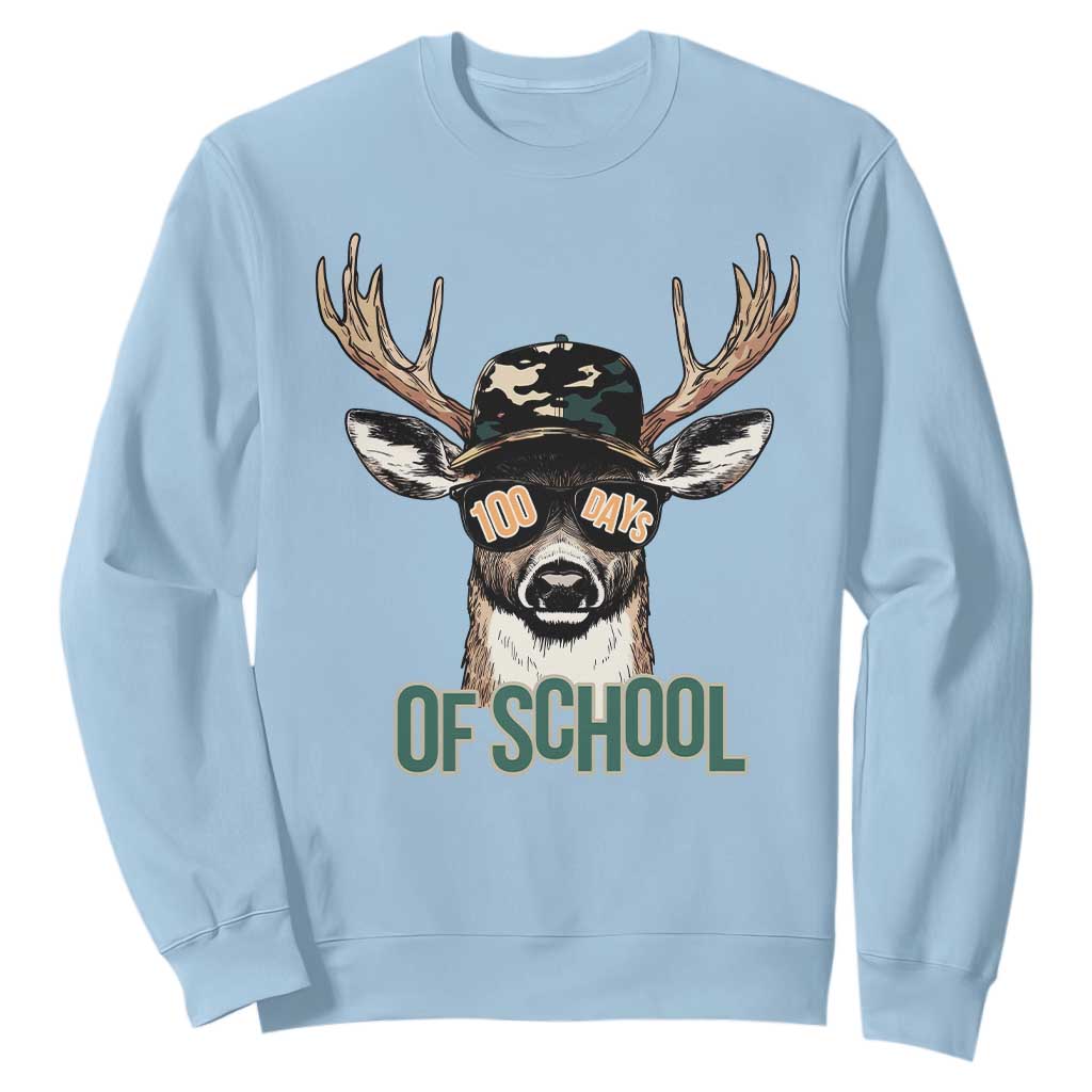 Bucked' 100 Days Of School Sweatshirt Deer Student Boy Girls 100th Day TS02 Light Blue Print Your Wear