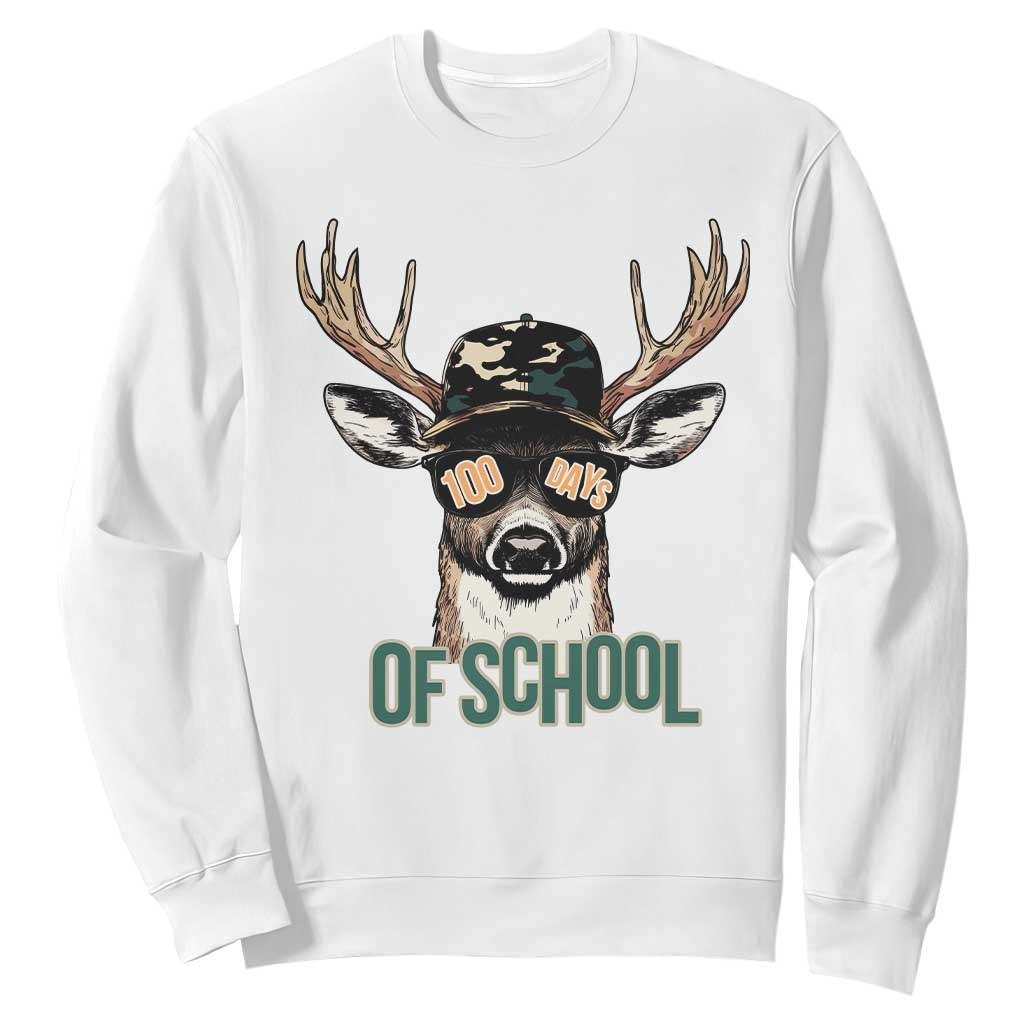Bucked' 100 Days Of School Sweatshirt Deer Student Boy Girls 100th Day TS02 White Print Your Wear