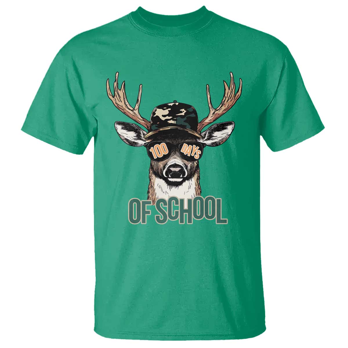 Bucked' 100 Days Of School T Shirt Deer Student Boy Girls 100th Day TS02 Irish Green Print Your Wear