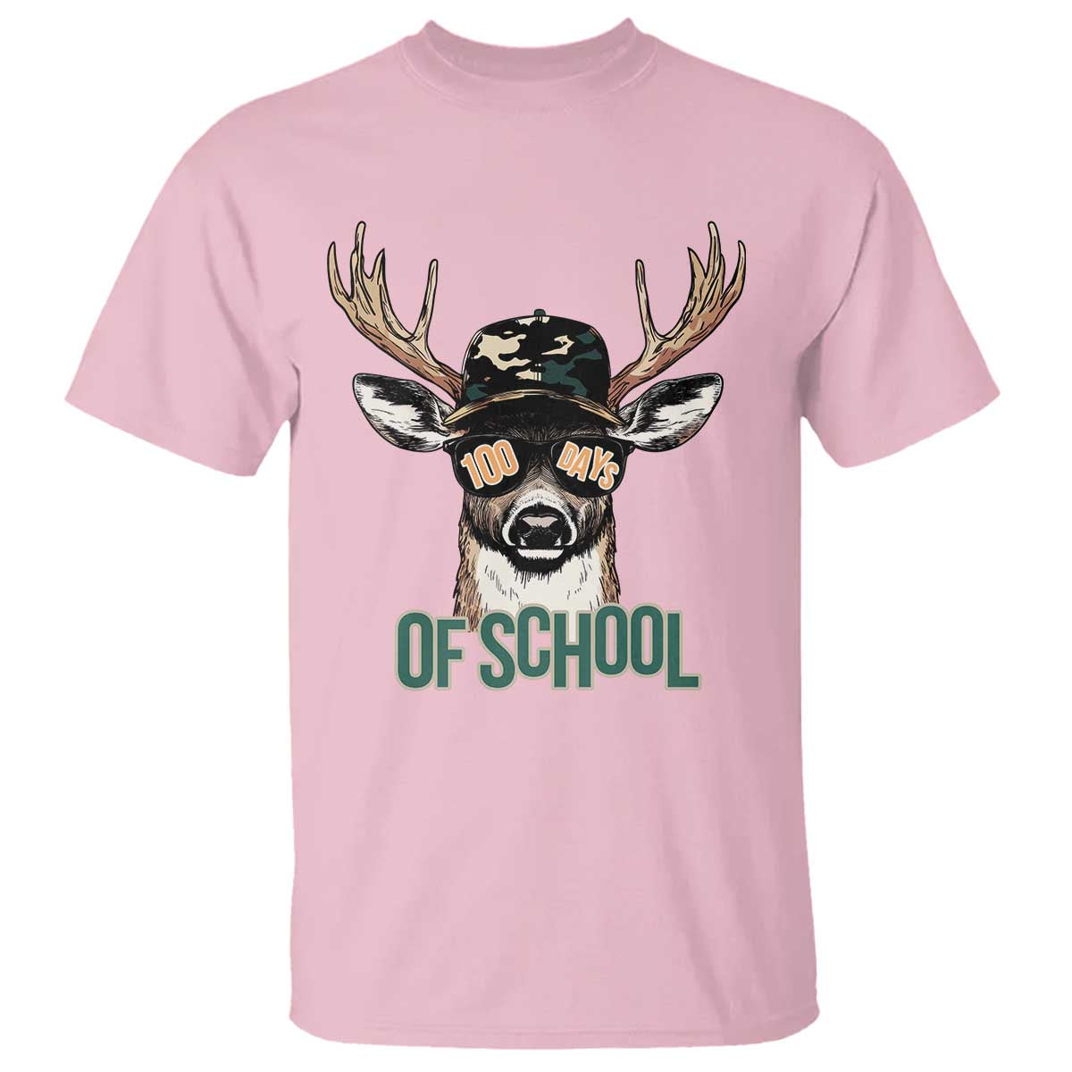 Bucked' 100 Days Of School T Shirt Deer Student Boy Girls 100th Day TS02 Light Pink Print Your Wear
