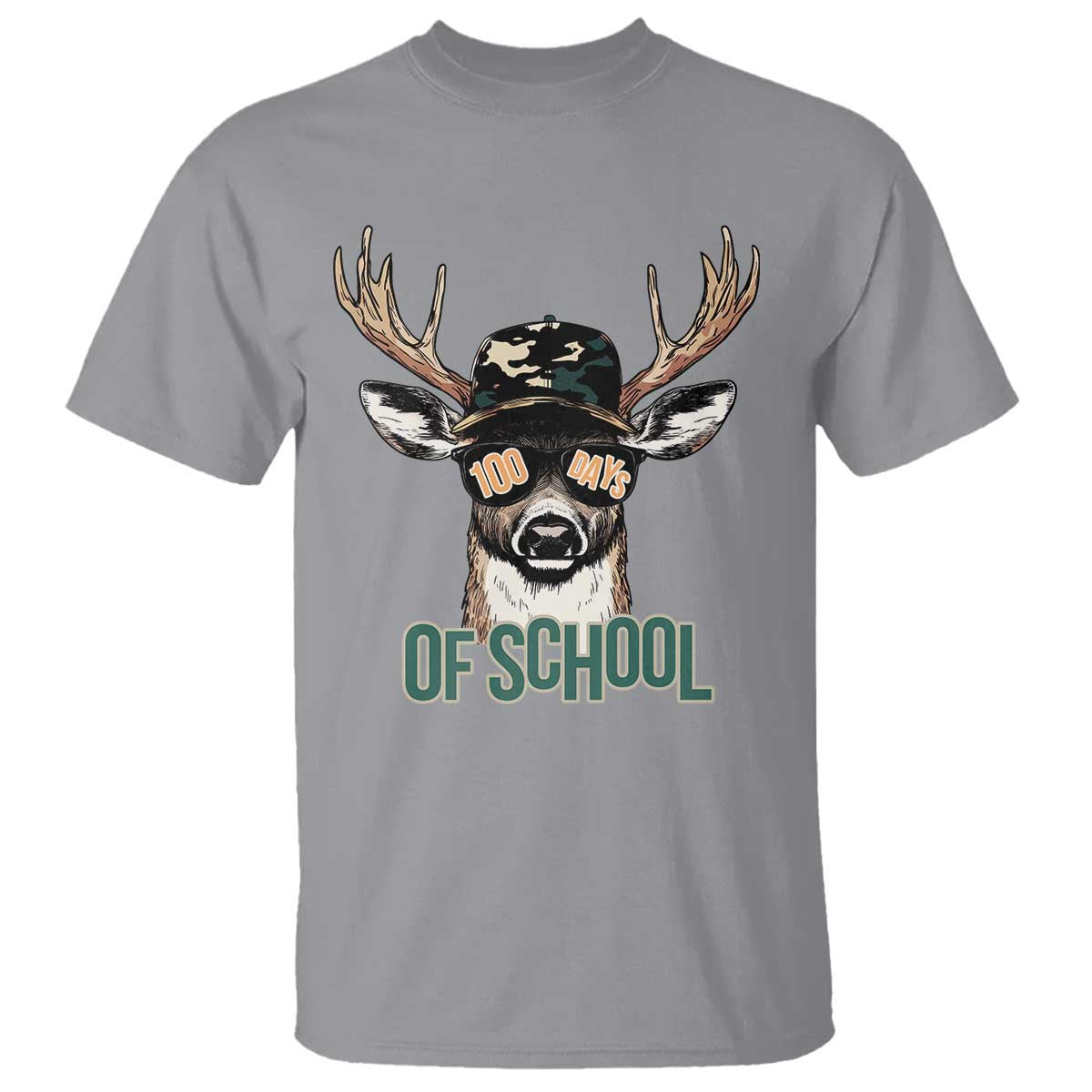 Bucked' 100 Days Of School T Shirt Deer Student Boy Girls 100th Day TS02 Sport Gray Print Your Wear