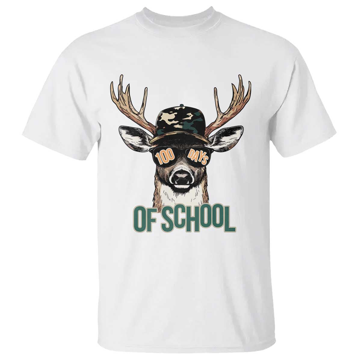 Bucked' 100 Days Of School T Shirt Deer Student Boy Girls 100th Day TS02 White Print Your Wear