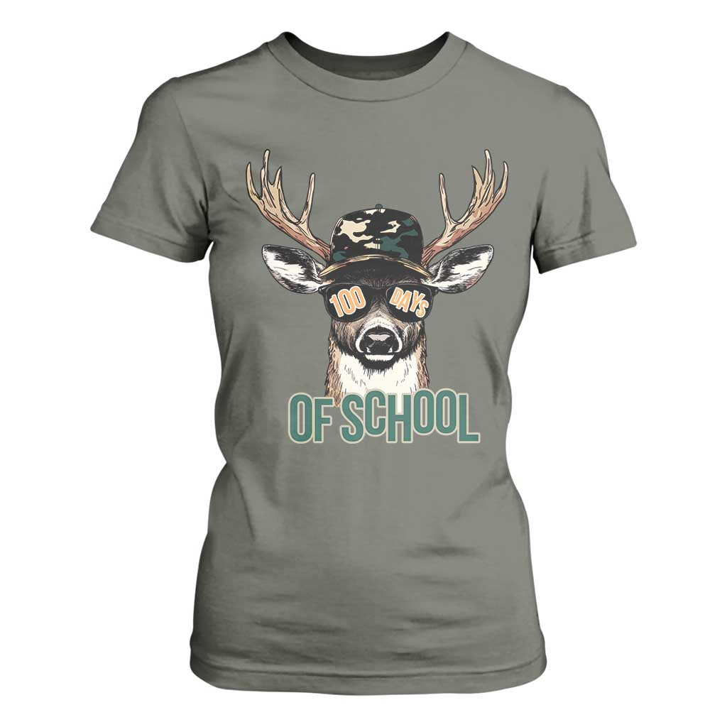 Bucked' 100 Days Of School T Shirt For Women Deer Student Boy Girls 100th Day TS02 Military Green Print Your Wear