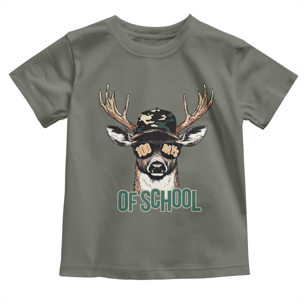 Bucked' 100 Days Of School Toddler T Shirt Deer Student Boy Girls 100th Day TS02 Military Green Print Your Wear