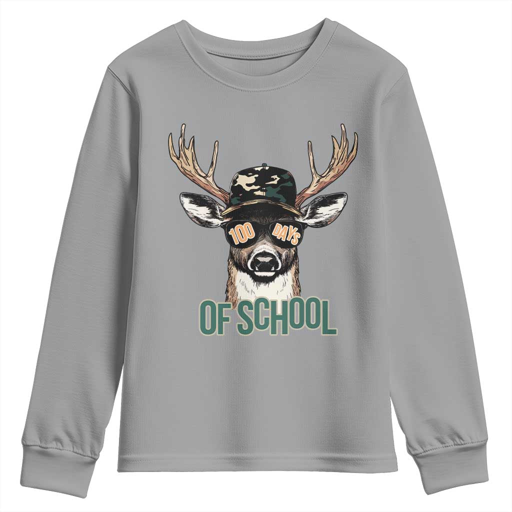 Bucked' 100 Days Of School Youth Sweatshirt Deer Student Boy Girls 100th Day TS02 Sport Gray Print Your Wear