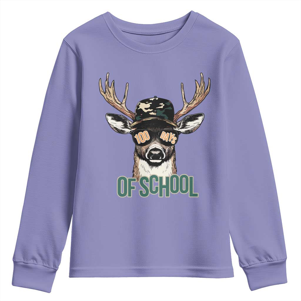 Bucked' 100 Days Of School Youth Sweatshirt Deer Student Boy Girls 100th Day TS02 Violet Print Your Wear