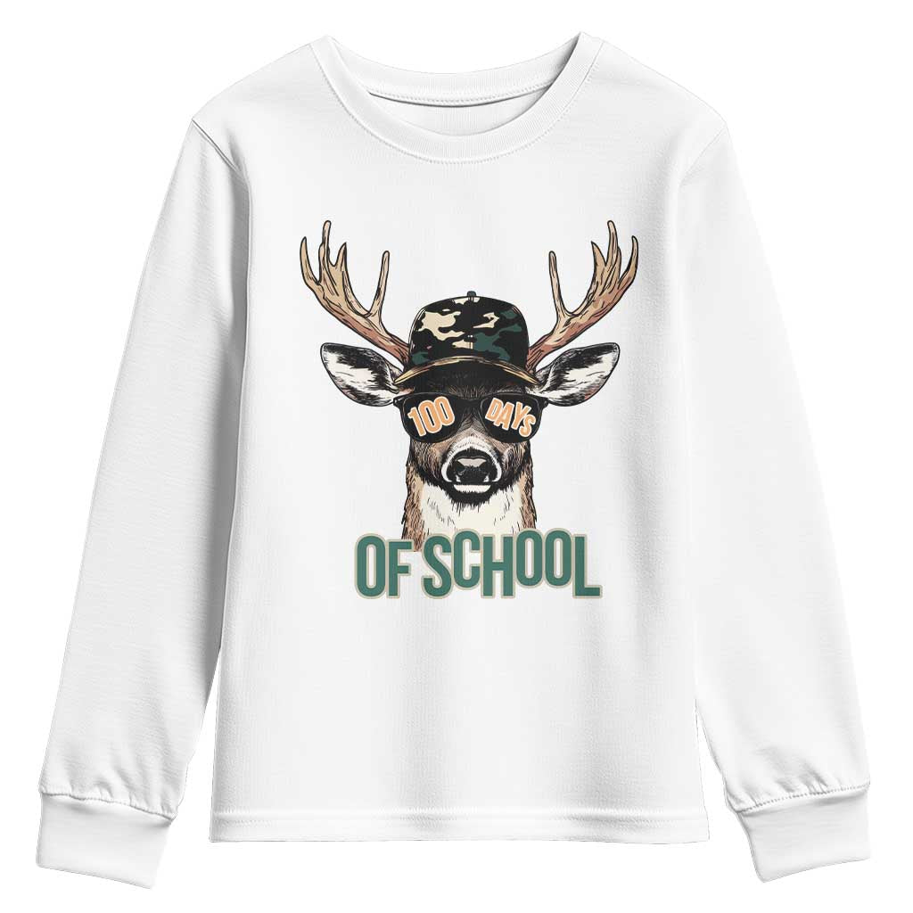 Bucked' 100 Days Of School Youth Sweatshirt Deer Student Boy Girls 100th Day TS02 White Print Your Wear