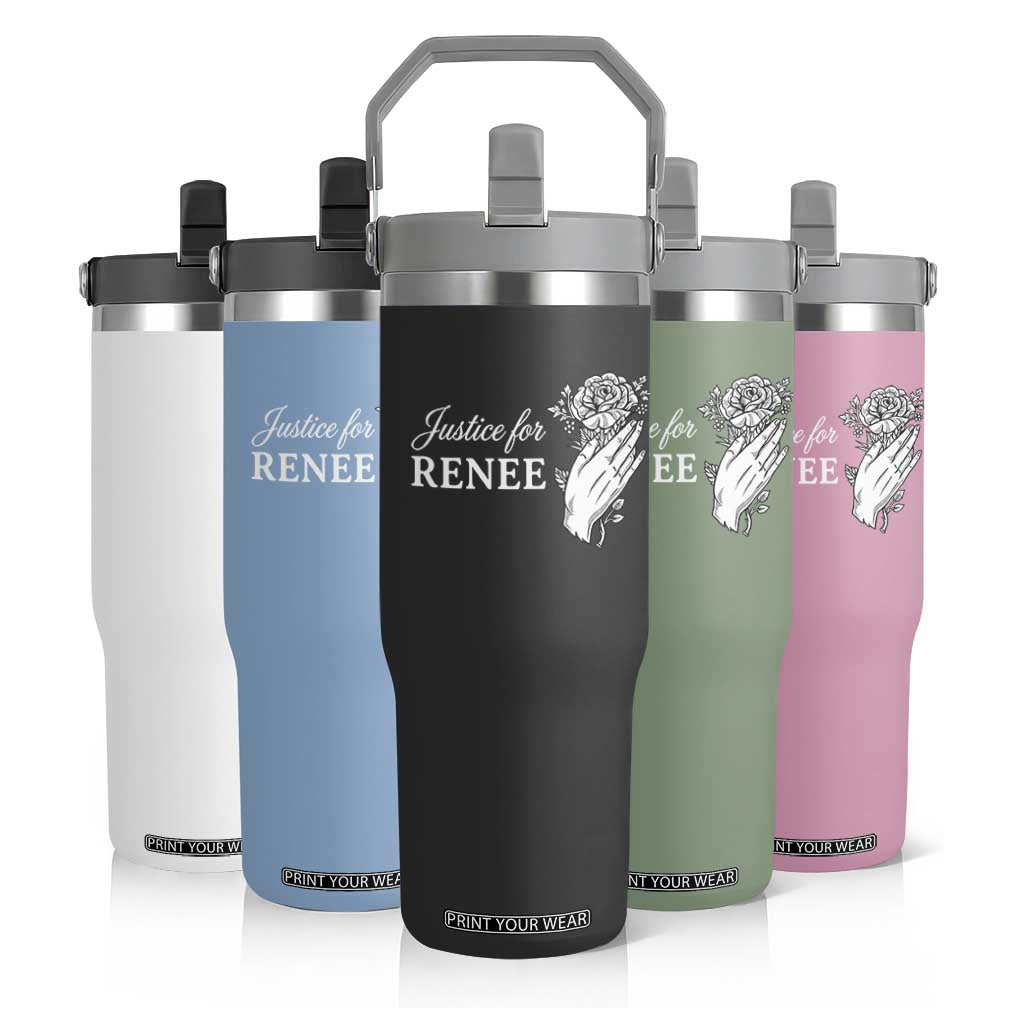Justice for Renee Flip Straw Tumbler Floral Rose Memorial Minneapolis Jane 8 2026 Tribute TS02 Print Your Wear