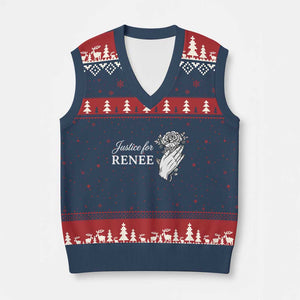 Justice for Renee V-Neck Knit Sweater Vest Floral Rose Memorial Minneapolis Jane 8 2026 Tribute TS02 Navy Red Print Your Wear