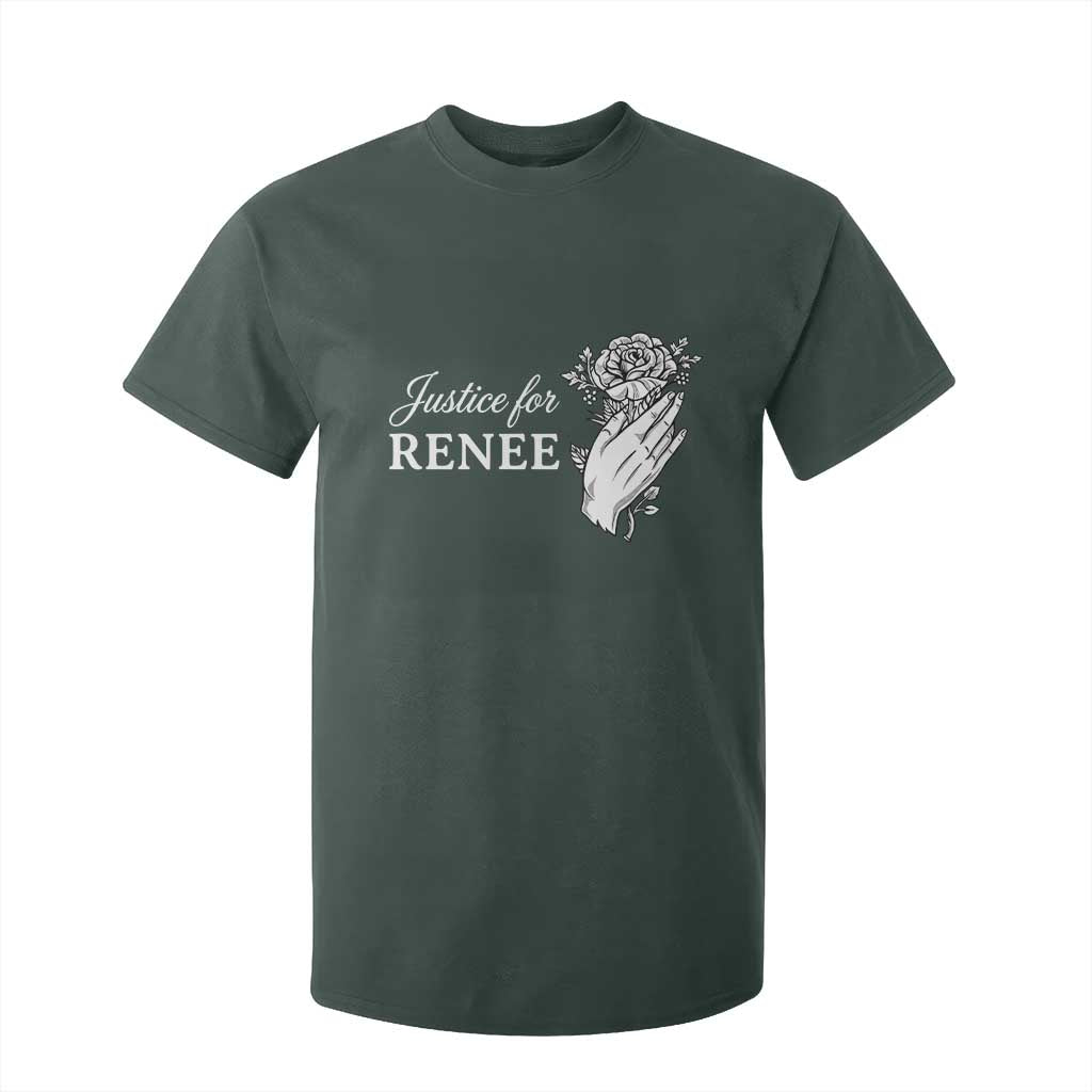 Justice for Renee T Shirt For Kid Floral Rose Memorial Minneapolis Jane 8 2026 Tribute TS02 Dark Forest Green Print Your Wear
