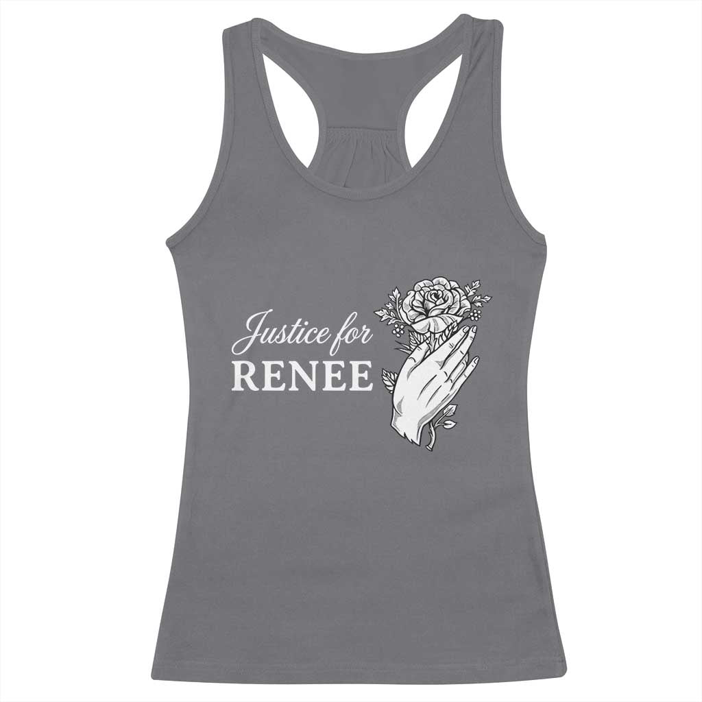 Justice for Renee Racerback Tank Top Floral Rose Memorial Minneapolis Jane 8 2026 Tribute TS02 Charcoal Print Your Wear