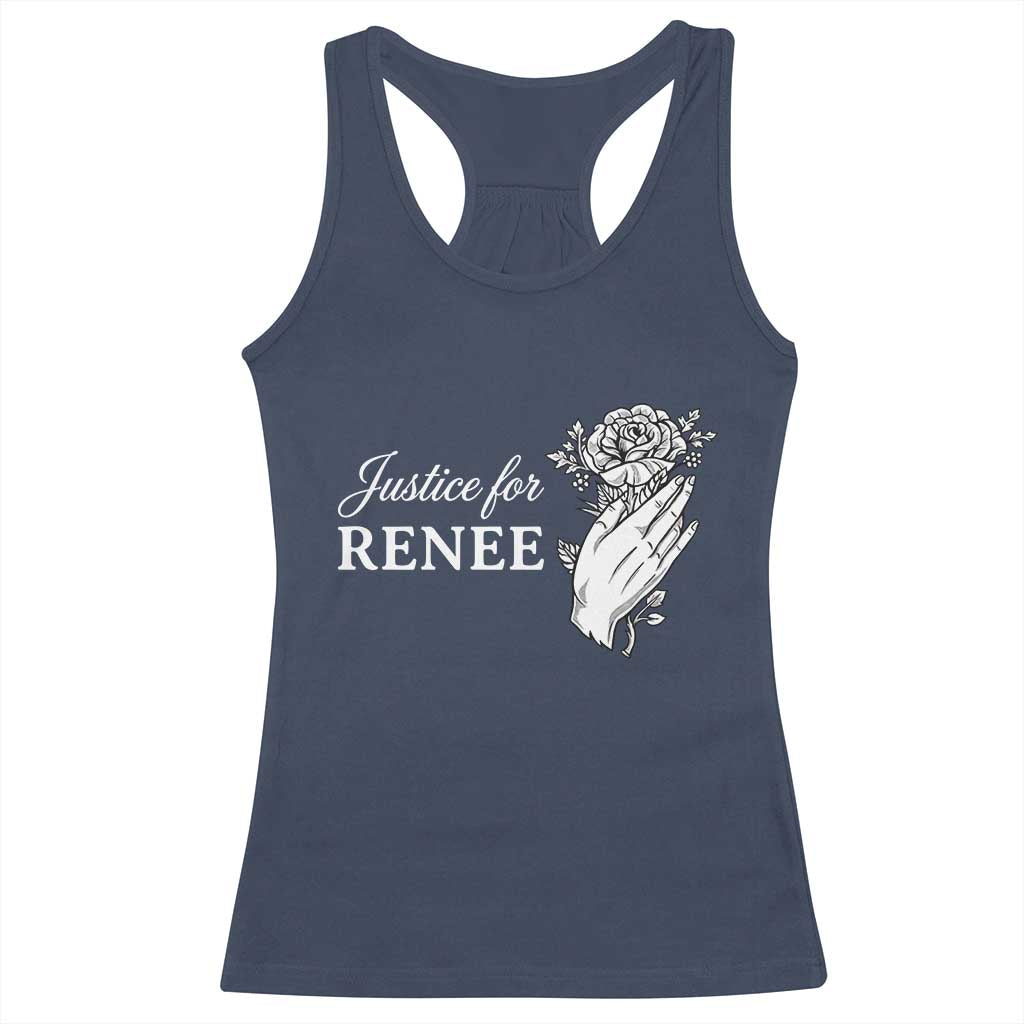 Justice for Renee Racerback Tank Top Floral Rose Memorial Minneapolis Jane 8 2026 Tribute TS02 Navy Print Your Wear
